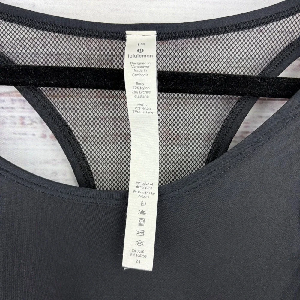Lululemon x Peloton Black Mesh In Motion Racerback Tank Top Size 12 Tank